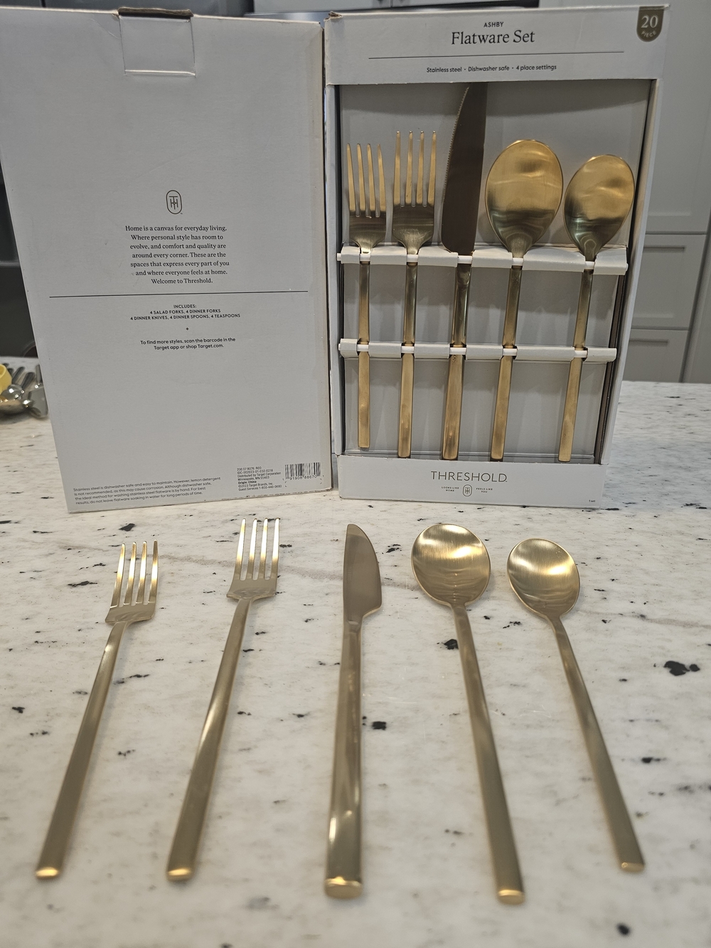 Threshold Ashby Gold Flatware Set - 20 Piece - Picture 2 of 8
